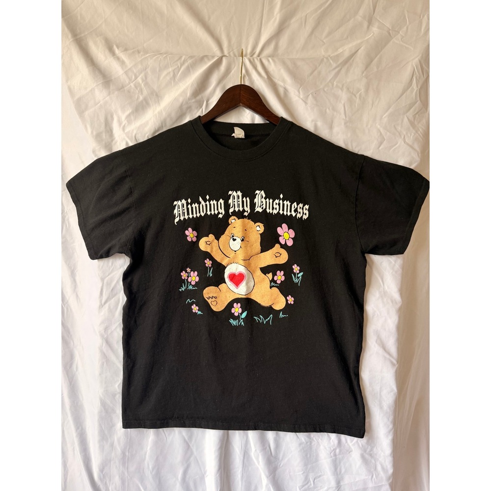 Brisco Brands Minding My Business Care Bear Graphic T-Shirt Black Large